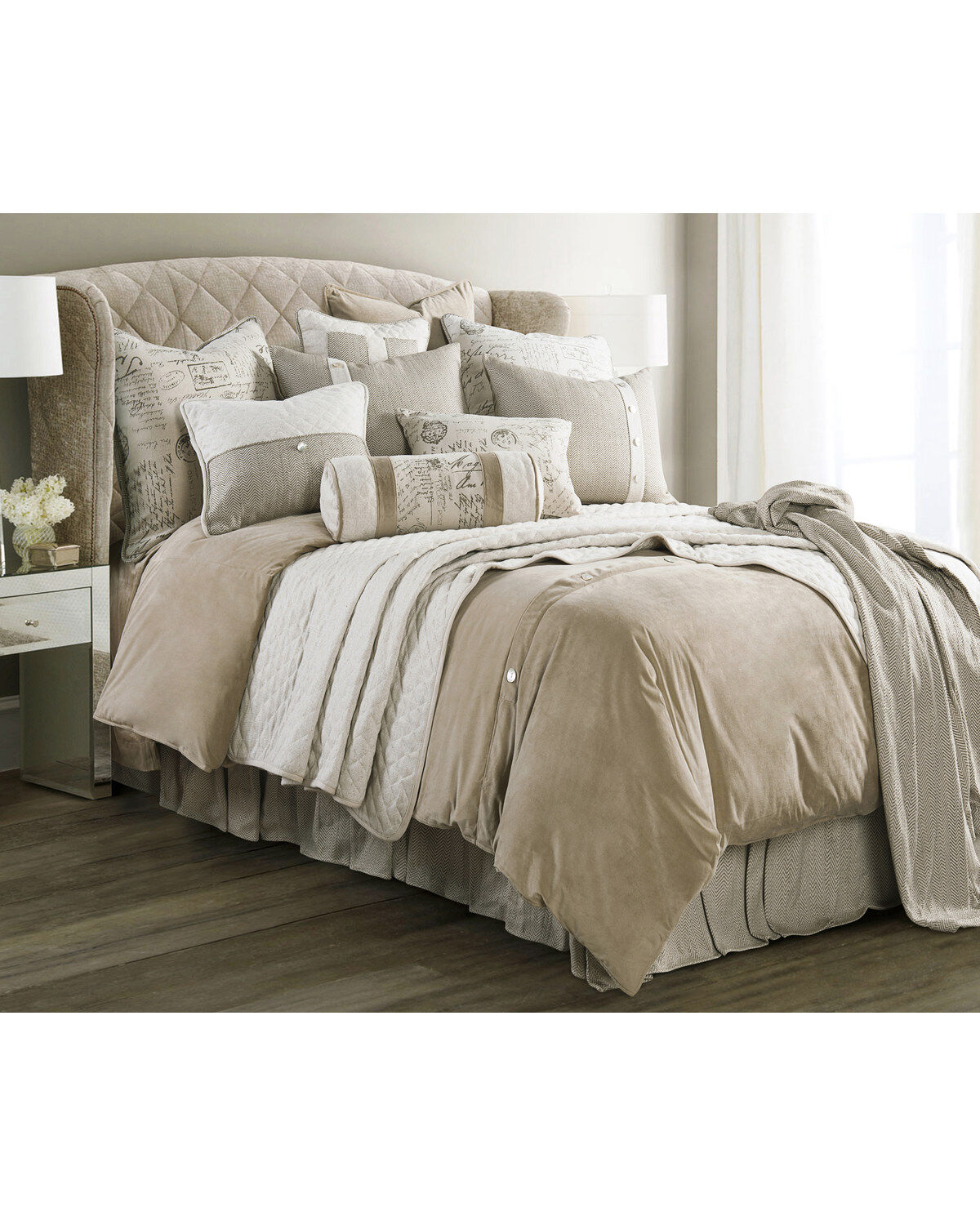 Image #1 - HiEnd Accents Fairfield King Comforter Set - 4 Piece, Sand, hi-res