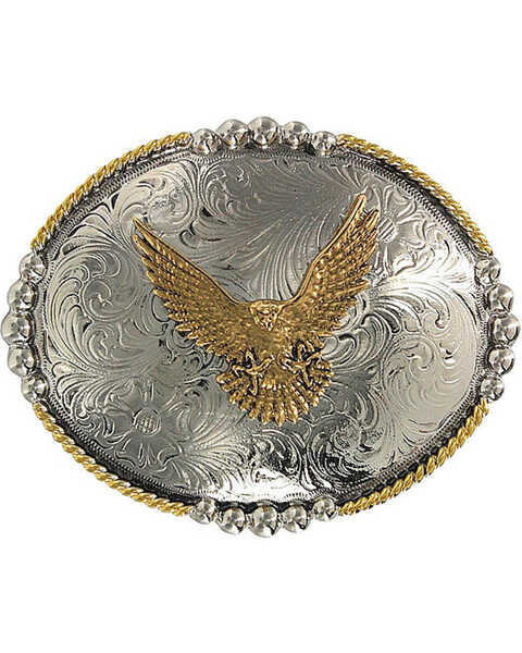Cody James® Oval Eagle Belt Buckle, Silver, hi-res