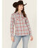 Image #1 - Wrangler Retro Women's Boot Barn Exclusive Long Sleeve Snap Western Flannel Shirt, Steel Blue, hi-res