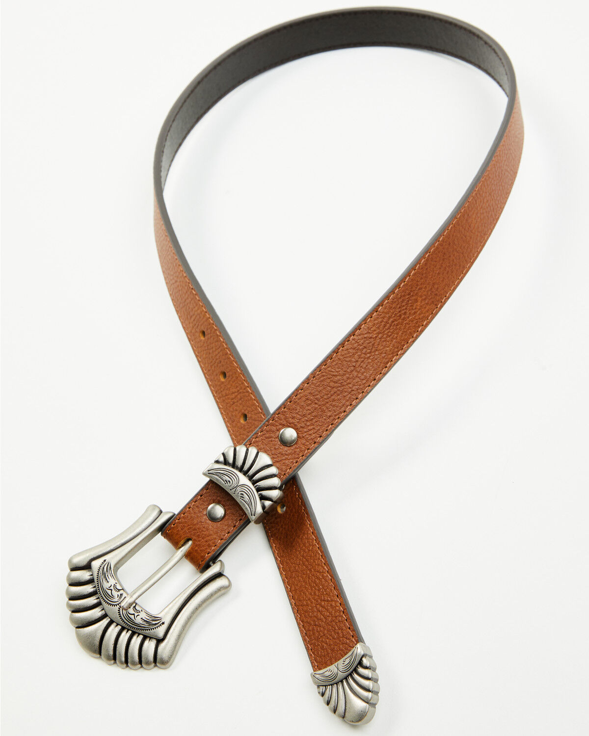 Image #3 - Shyanne Women's Teagan Skinny 3-Piece Buckle Belt, Brown, hi-res