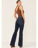 Cello Women's Dark Wash High Rise Flare Jeans, Blue, hi-res