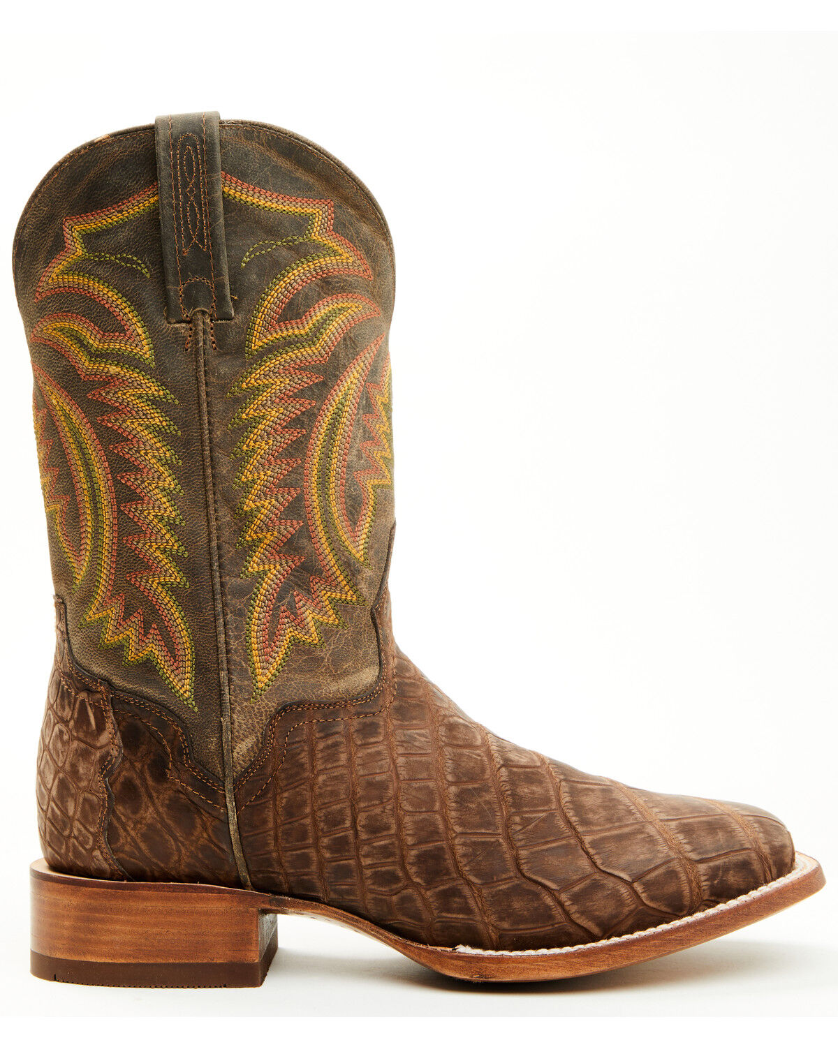 Image #2 - El Dorado Men's Exotic Alligator Western Boots - Broad Square Toe, Brass, hi-res