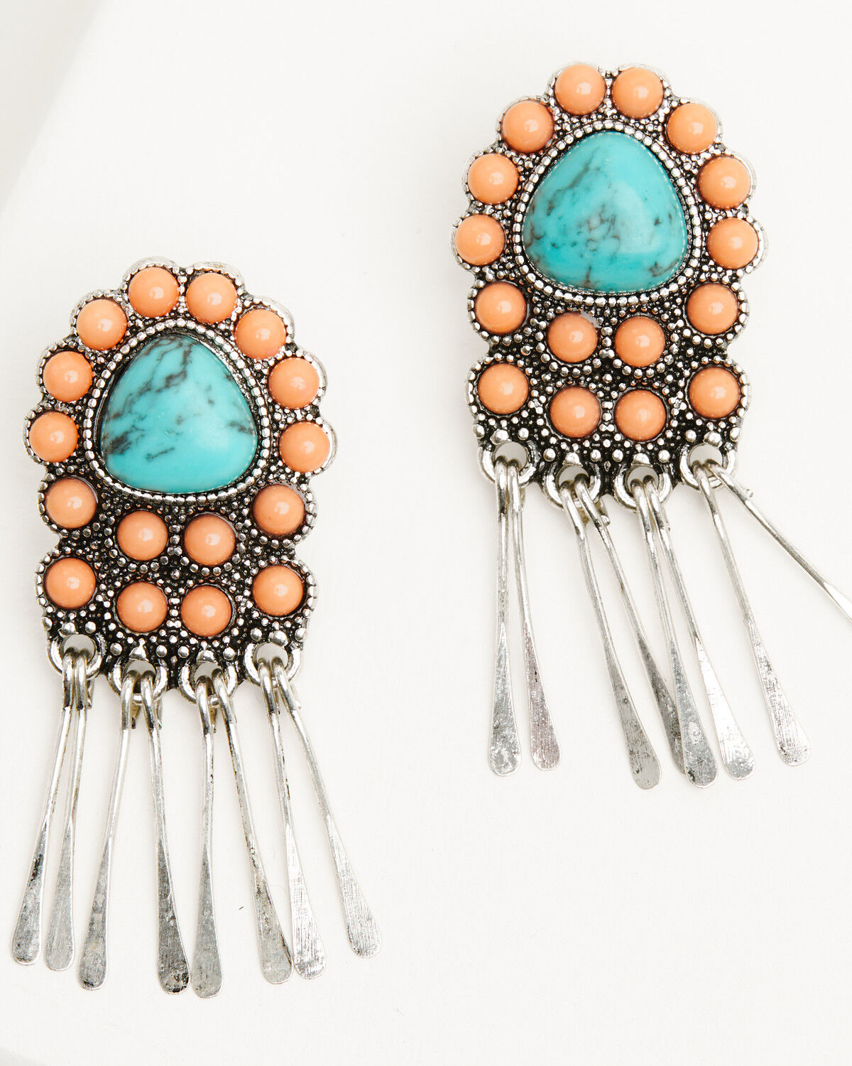 Image #1 - Shyanne Women's Beaded Fringe Statement Earrings, Silver, hi-res