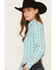 Image #2 - Cowgirl Hardware Women's Southwestern Print Long Sleeve Snap Western Shirt, Turquoise, hi-res