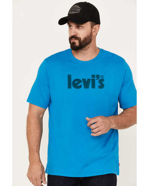 Levi's Men's Poster Logo Graphic Short Sleeve T-Shirt, Bright Blue, hi-res