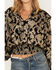 Revel Women's Floral Smocked Waist Top, Black, hi-res