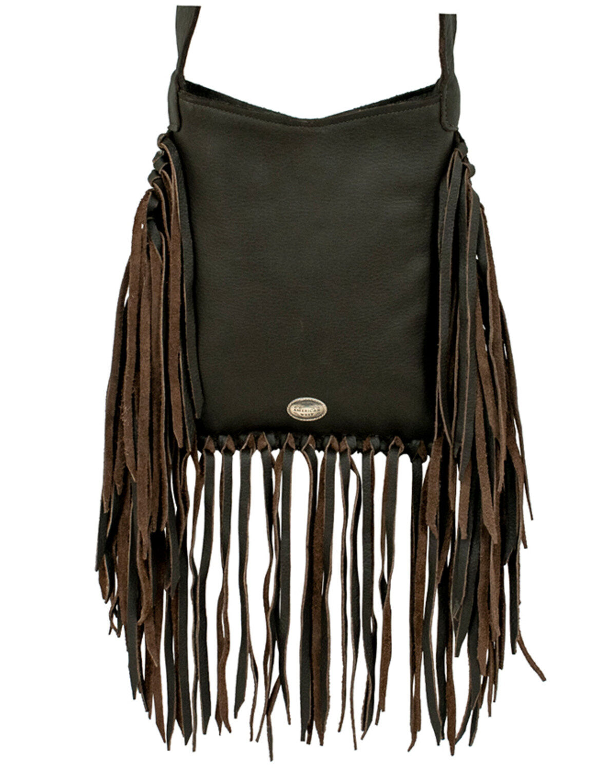 Image #2 - American West Women's Studded Fringe Crossbody Messenger, Chocolate, hi-res