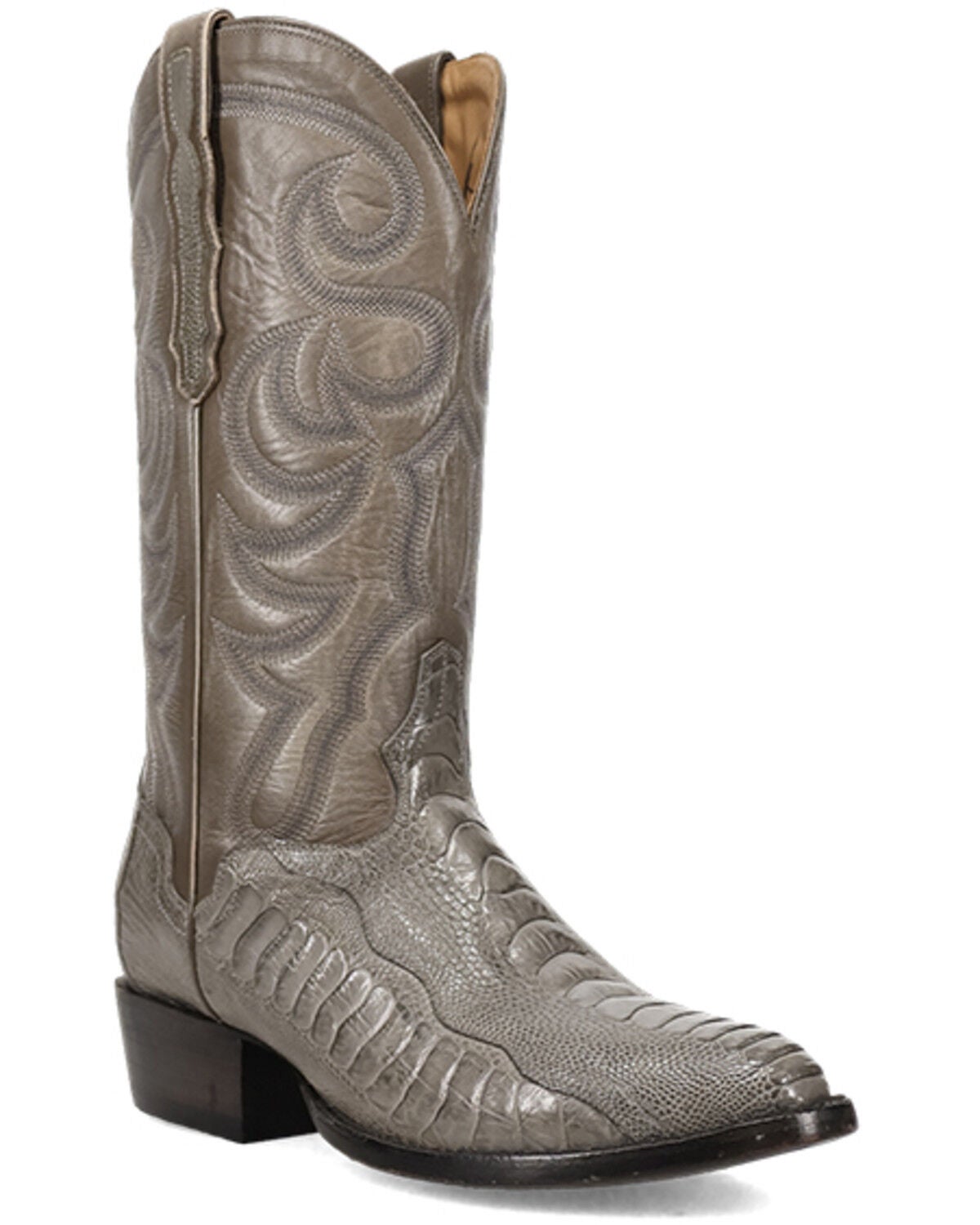 Image #1 - El Dorado Men's Exotic Ostrich Leg Tall Western Boots - Round Toe, Grey, hi-res
