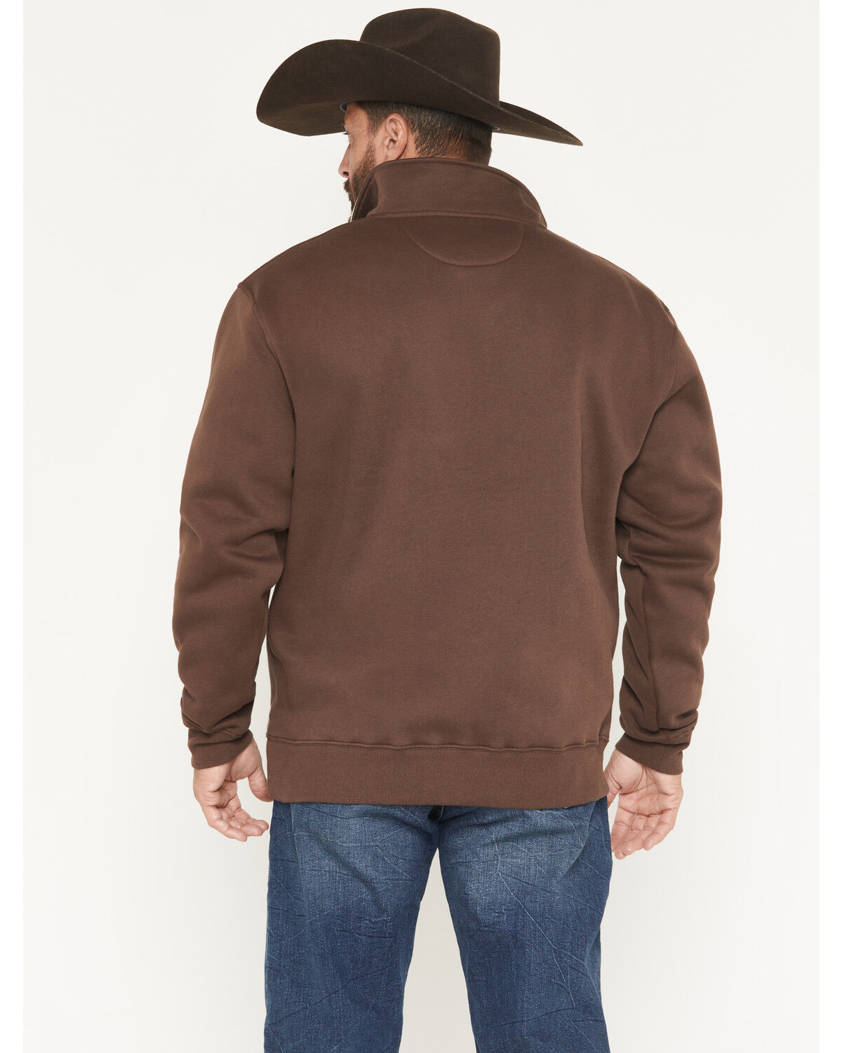 Image #4 - Cowboy Hardware Men's 1/4 Zip Fleece Pullover, Dark Brown, hi-res