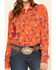 Image #4 - Cruel Girl Women's Rust Horseshoe Rose Print Long Sleeve Western Shirt , , hi-res