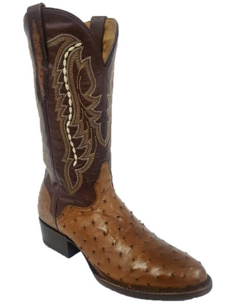 Image #1 - El Dorado Men's Full-Quill Ostrich Western Boots - Round Toe, , hi-res