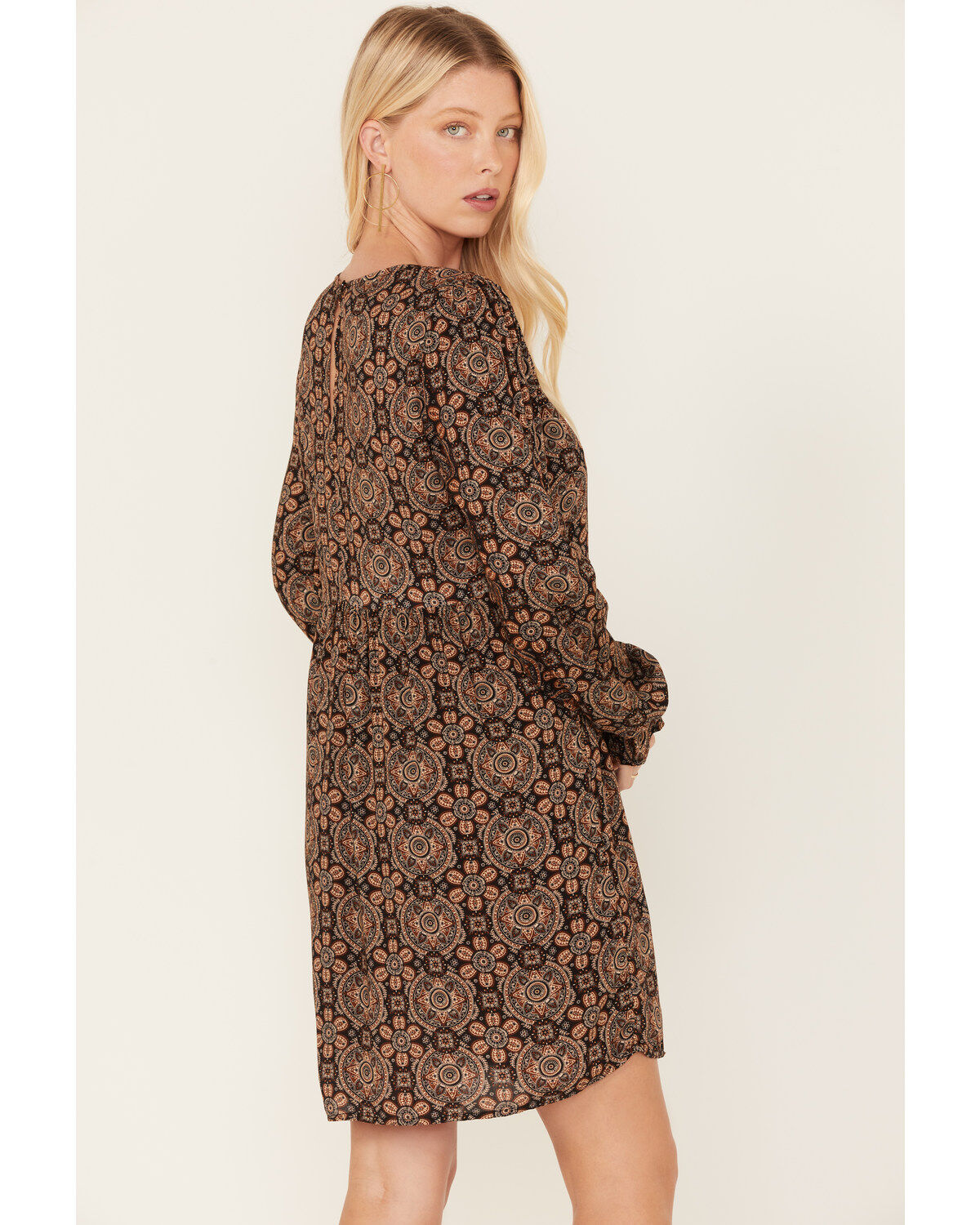 Image #4 - Stetson Women's Praire Paisley Print Long Sleeve Mini Dress, Brown, hi-res