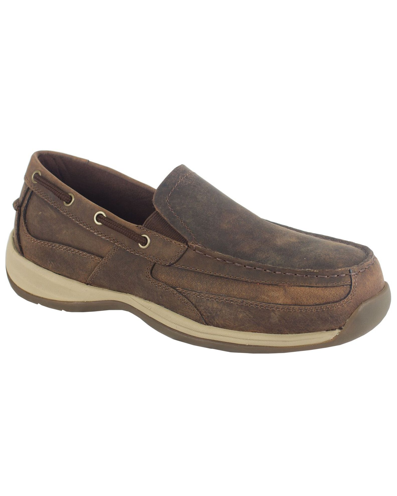 Image #1 - Rockport Works Sailing Club Boat Shoes - Steel Toe, Brown, hi-res
