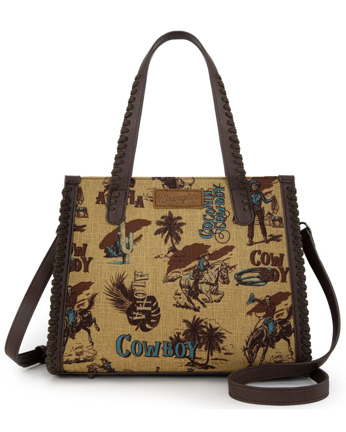 Image #1 - Wrangler Women's Cowboy Print Concealed Carry Crossbody Satchel, Dark Yellow, hi-res