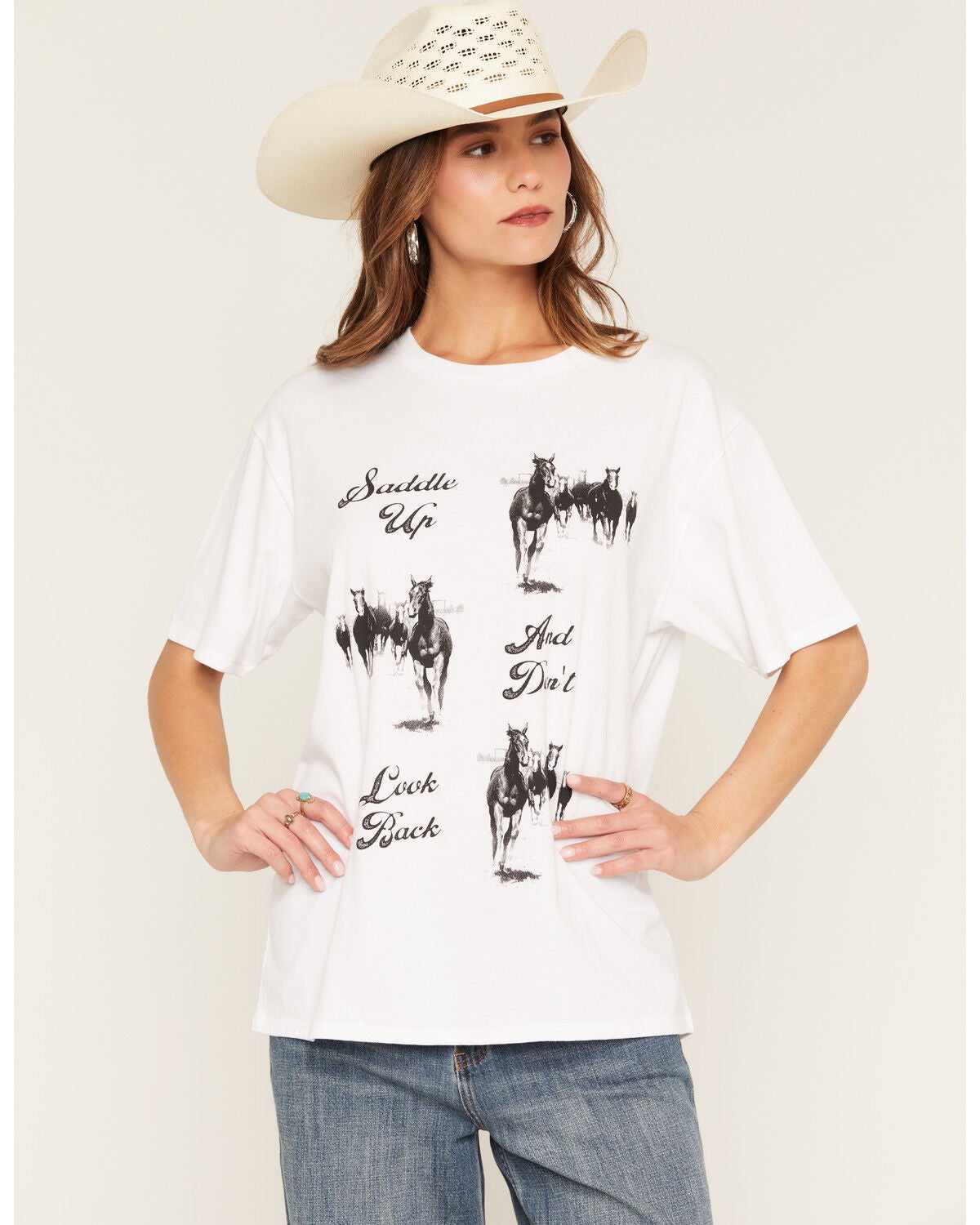 White Crow Women's Saddle Up Short Sleeve Graphic Tee, White, hi-res