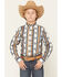 Image #1 - Ariat Boys' Striped Southwestern Long Sleeve Button-Down Western Shirt, Blue, hi-res