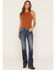 Image #3 - Miss Me Women's Dark Wash Geo Border Pocket Bootcut Stretch Denim Jeans, Dark Wash, hi-res
