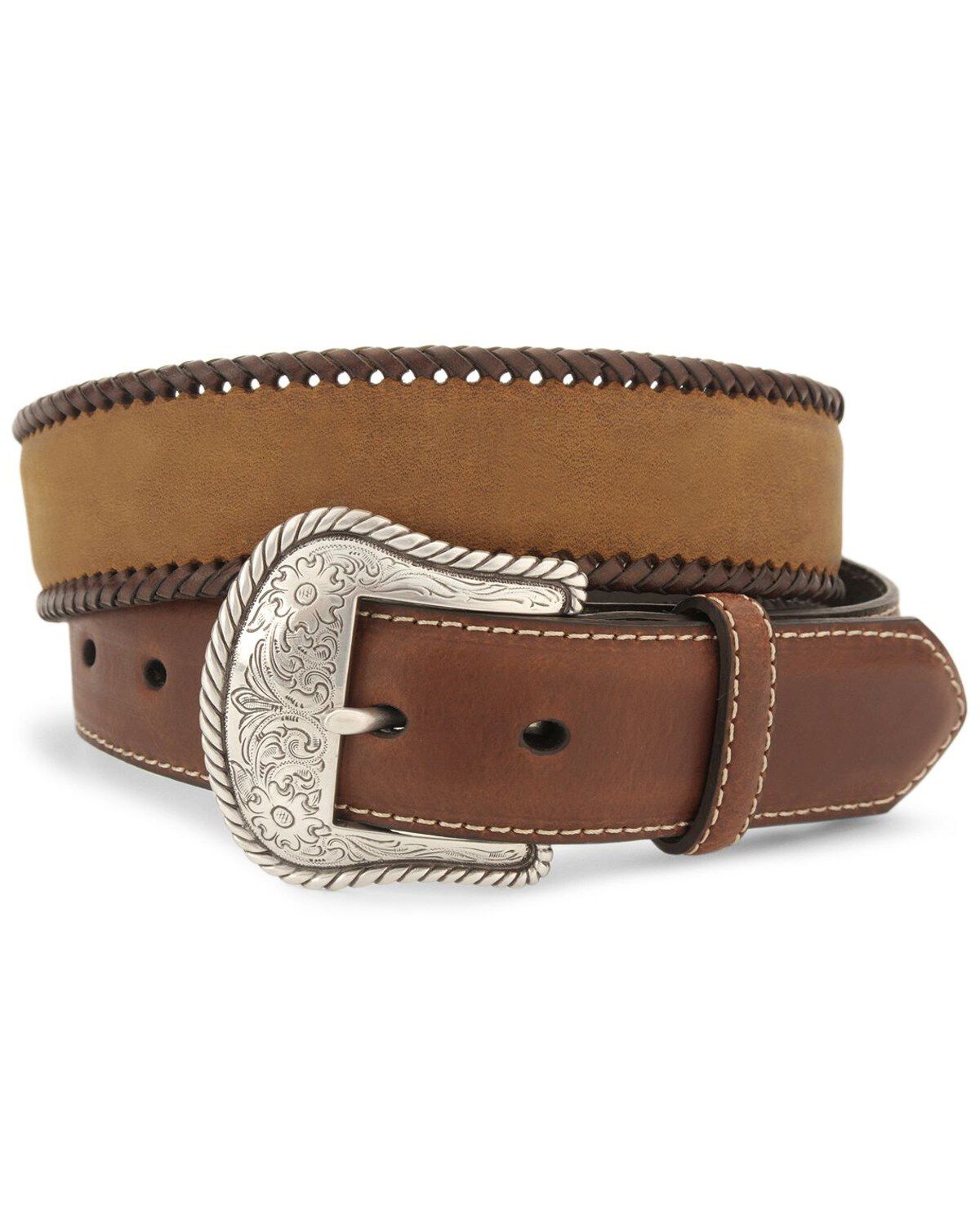 Nocona Concho Braided Edge Leather Belt - Reg & Big | Boot Barn display picture 3