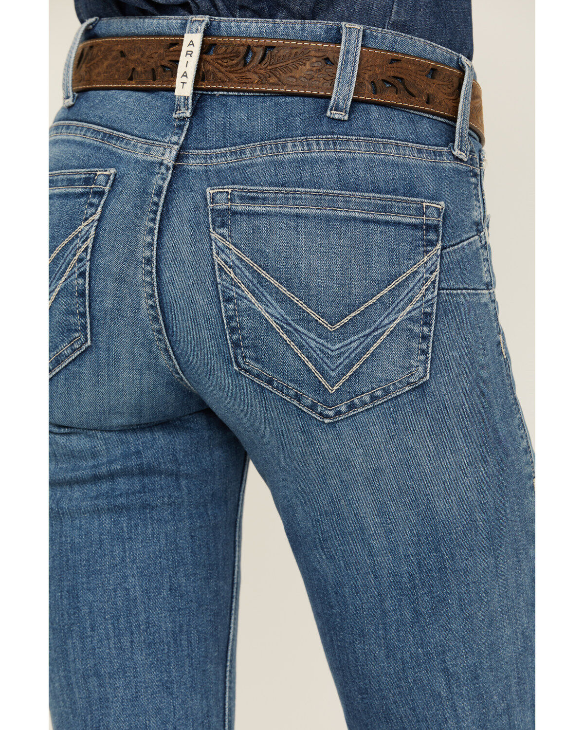 Image #4 - Ariat Women's R.E.A.L Medium Wash Perfect Rise Clover Straight Jeans, Medium Wash, hi-res