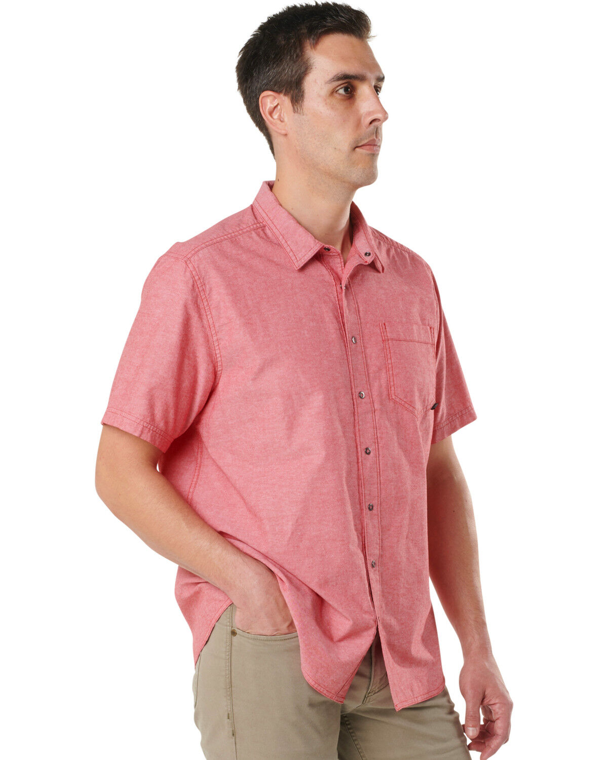 Image #2 - 5.11 Tactical Men's Ares Short Sleeve Button Down Work Shirt, Red, hi-res