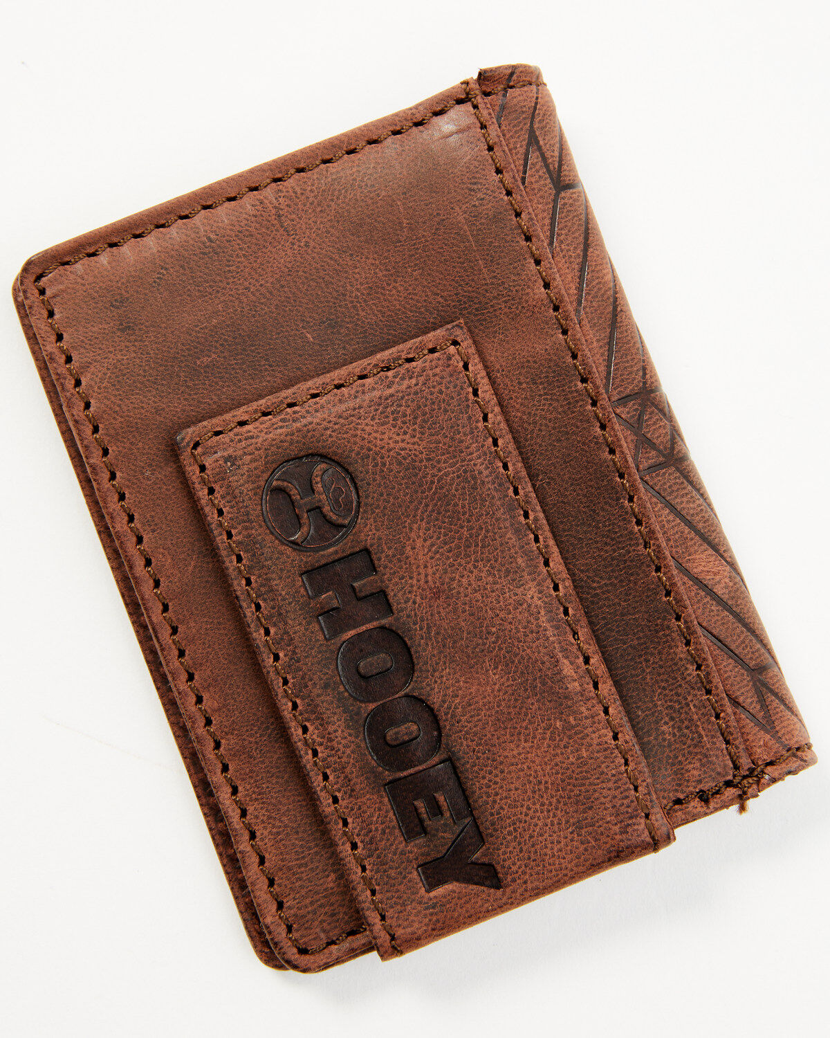 Product Name:  Hooey Men's Brown Southwestern Embossed Bi-Fold Money Clip Wallet