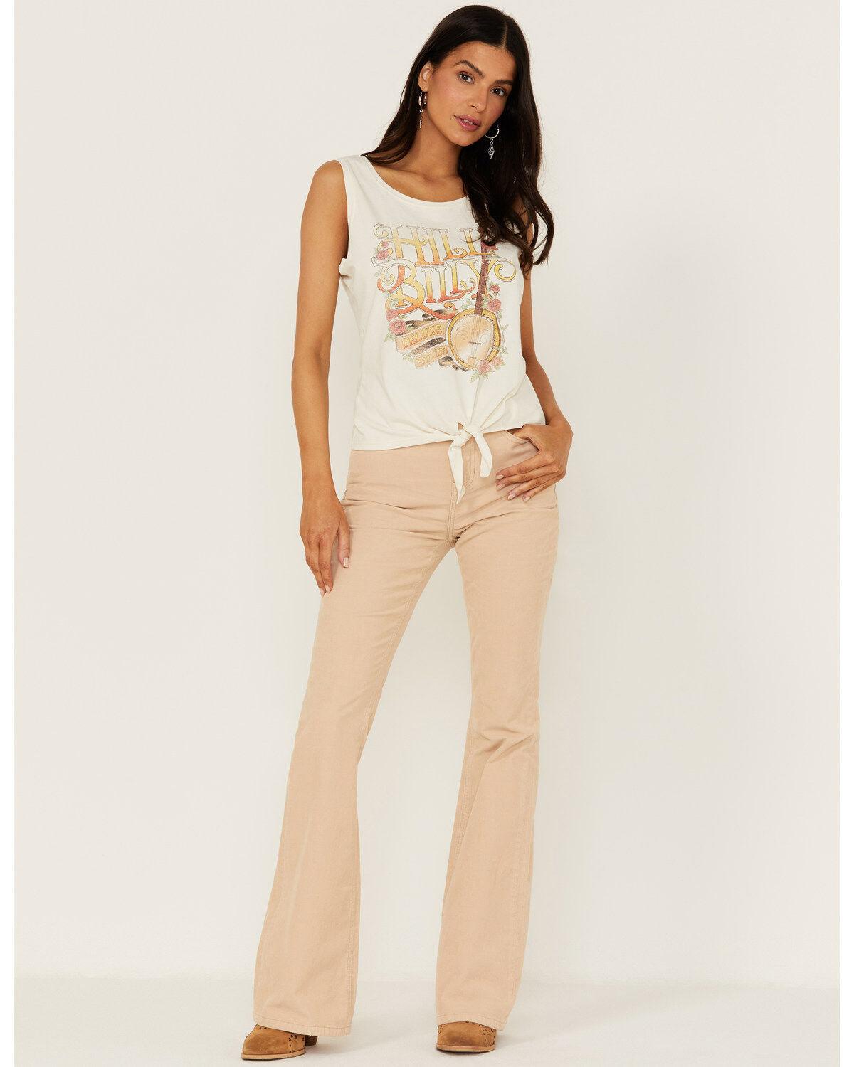Image #4 - Idyllwind Women's Hillbilly Deluxe Edition Graphic Knot Front Tank Top, Ivory, hi-res