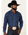 Resistol Men's Rawlings Denim Long Sleeve Snap Western Shirt, Indigo, hi-res