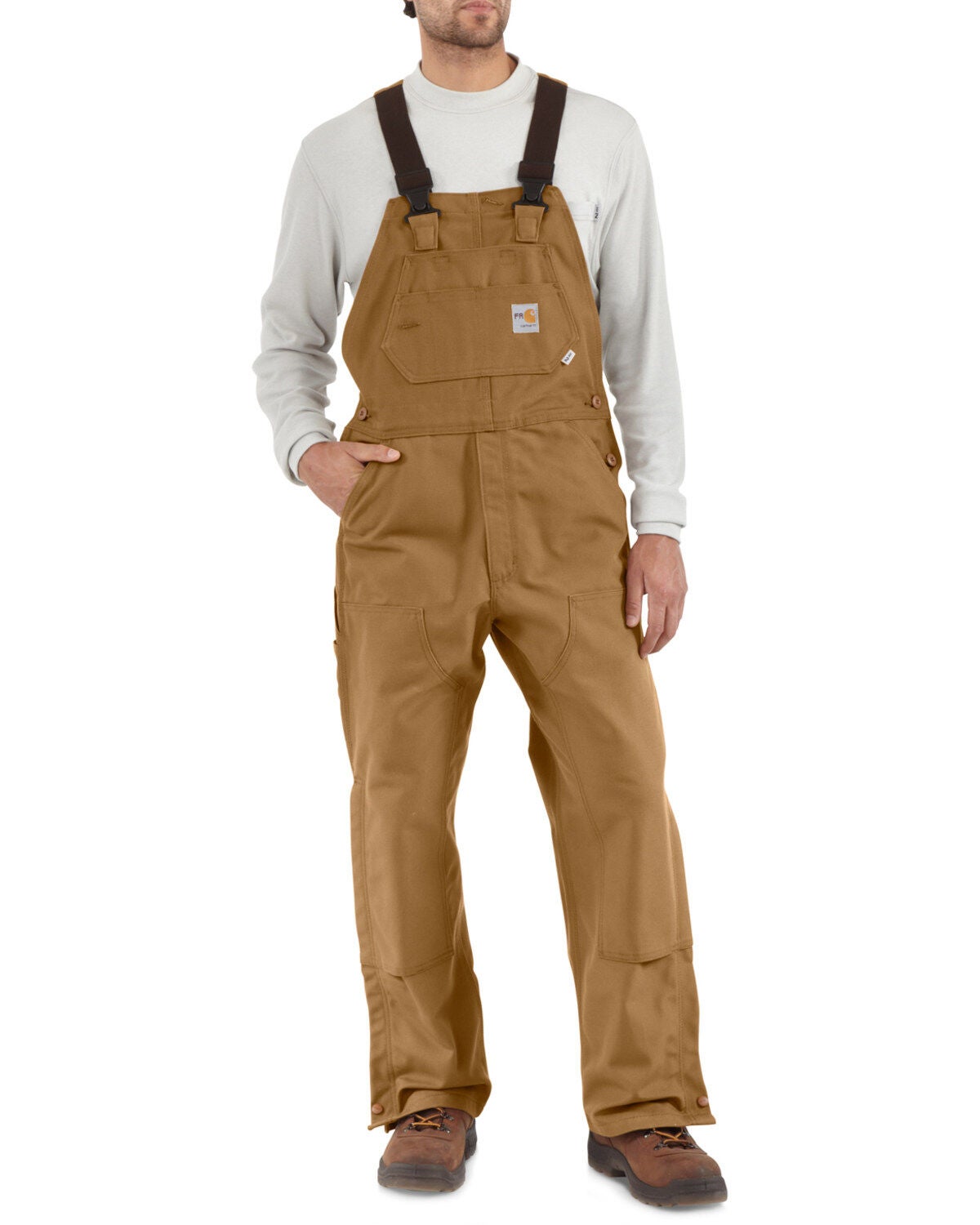 Carhartt Men's FR Duck Bib Overalls, Carhartt Brown, hi-res