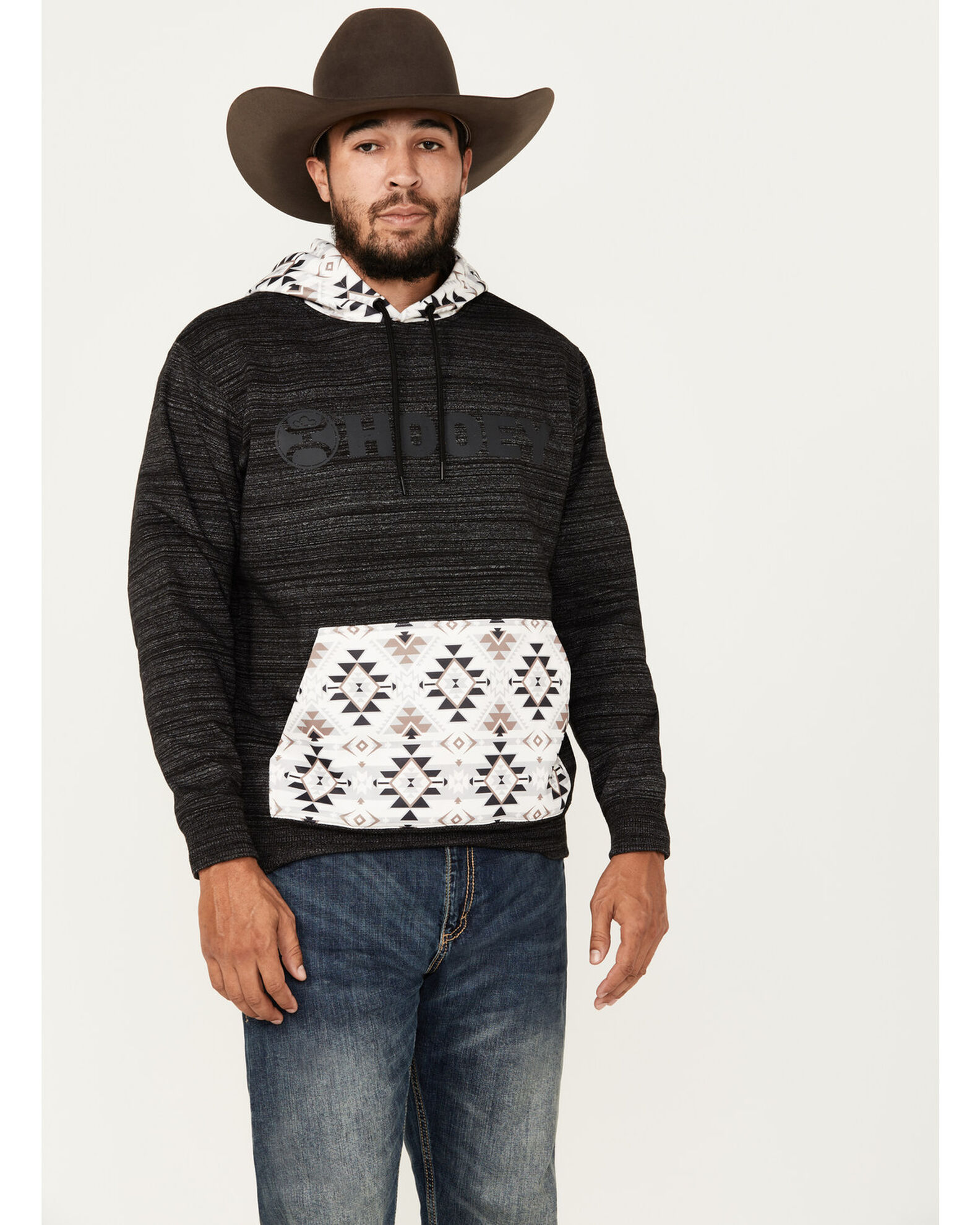 Hooey Men's Lock-Up Southwestern Block Print Hooded Sweatshirt