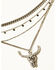Image #2 - Shyanne Women's Steer Head Layered Necklace, Silver, hi-res
