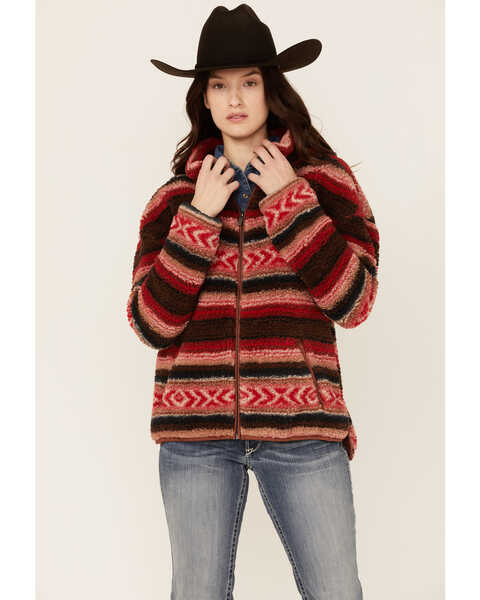 Cruel Girl Women's Multi Southwestern Print High-Pile Zip-Front Fleece Jacket , Multi, hi-res