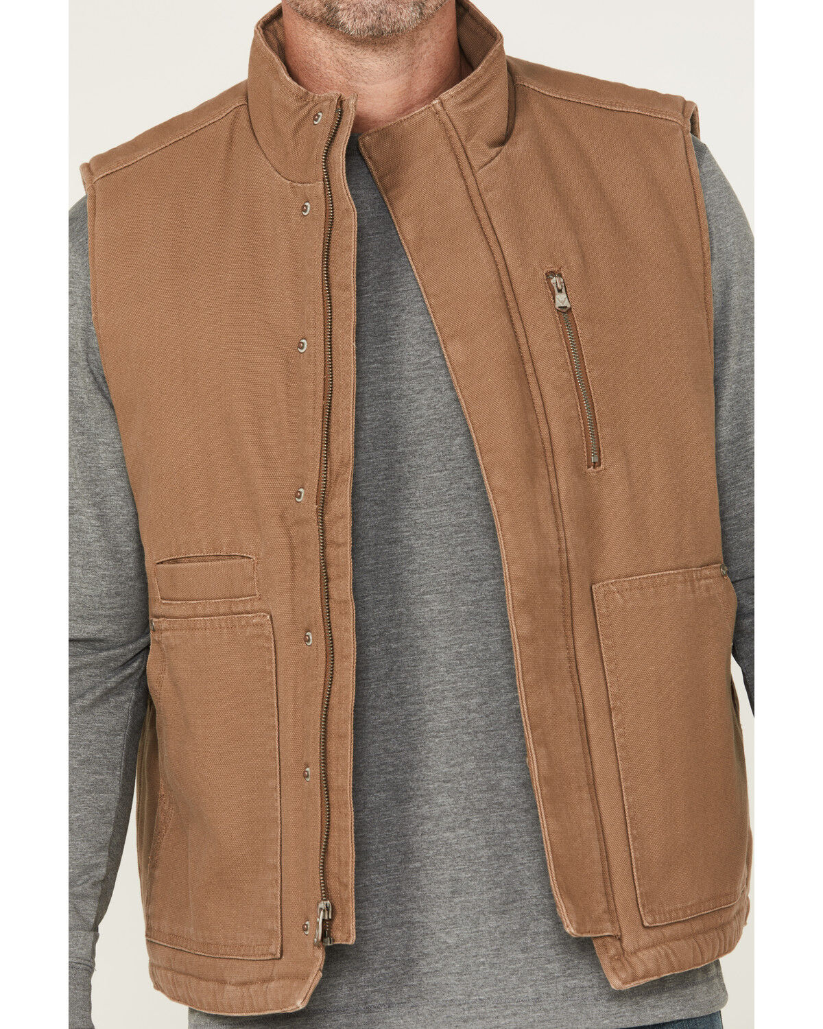 Image #3 - Thorogood Men's Heritage Stonewashed Canvas Vest, Khaki, hi-res
