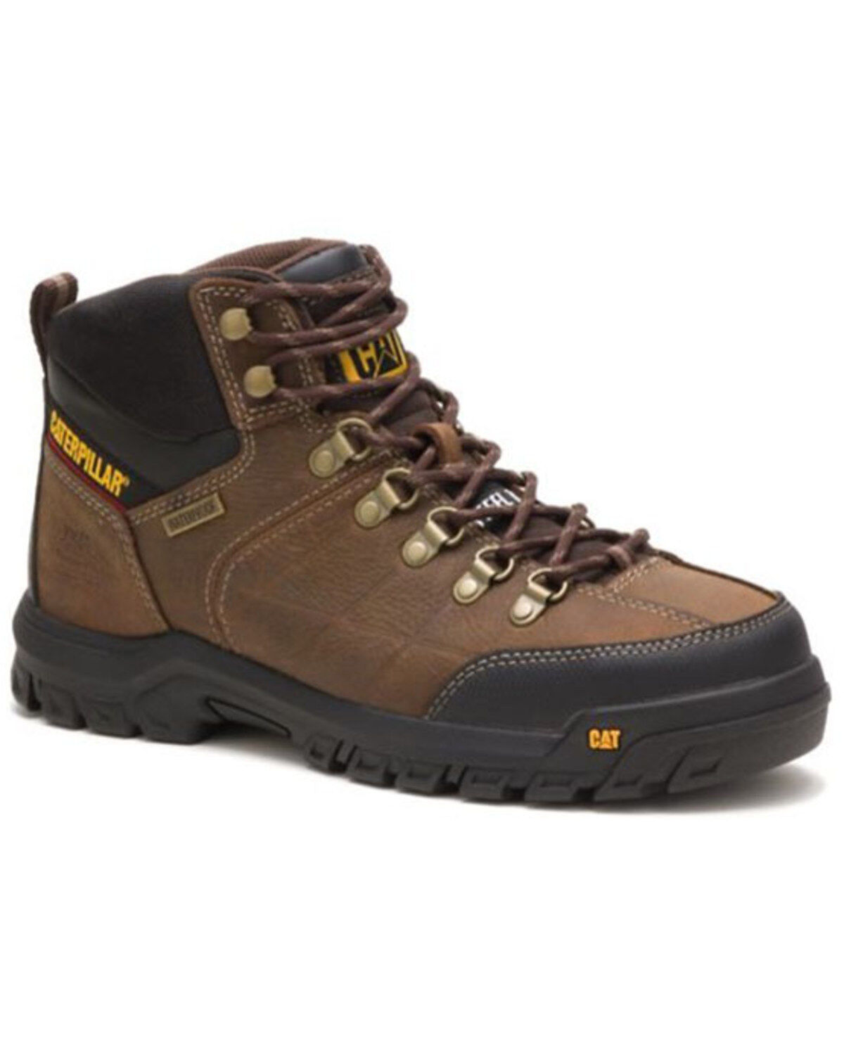 Image #1 - CAT Men's Threshold Waterproof Work Boots - Steel Toe, Brown, hi-res