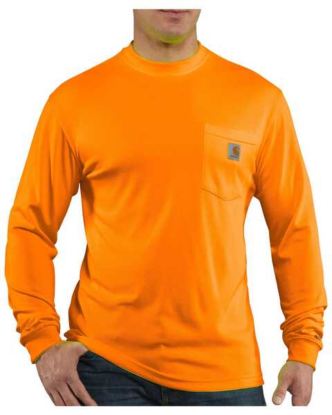 Image #1 - Carhartt Men's Long Sleeve Color Enhanced Force T-Shirt, Orange, hi-res