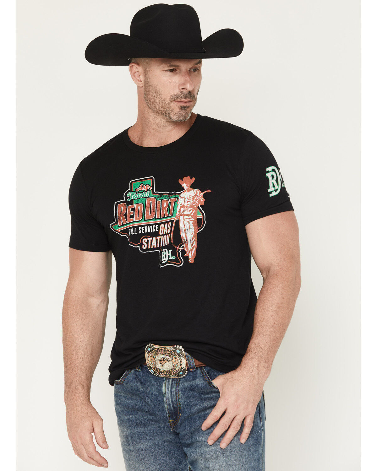 Image #1 - Red Dirt Hat Men's Pit Stop Short Sleeve Graphic T-Shirt, Black, hi-res