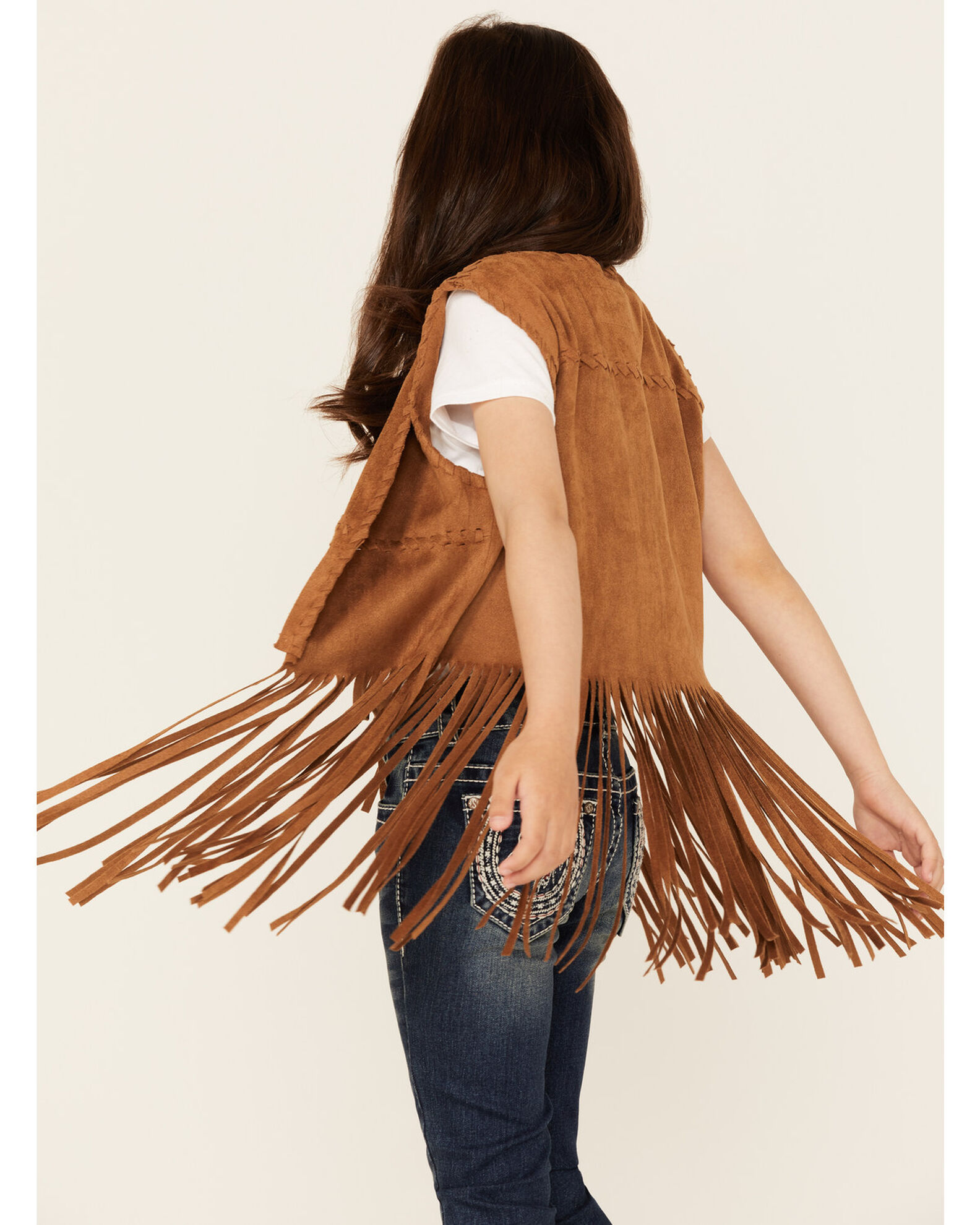 Product Name Fornia Little Girls Fringe Faux Suede Vest