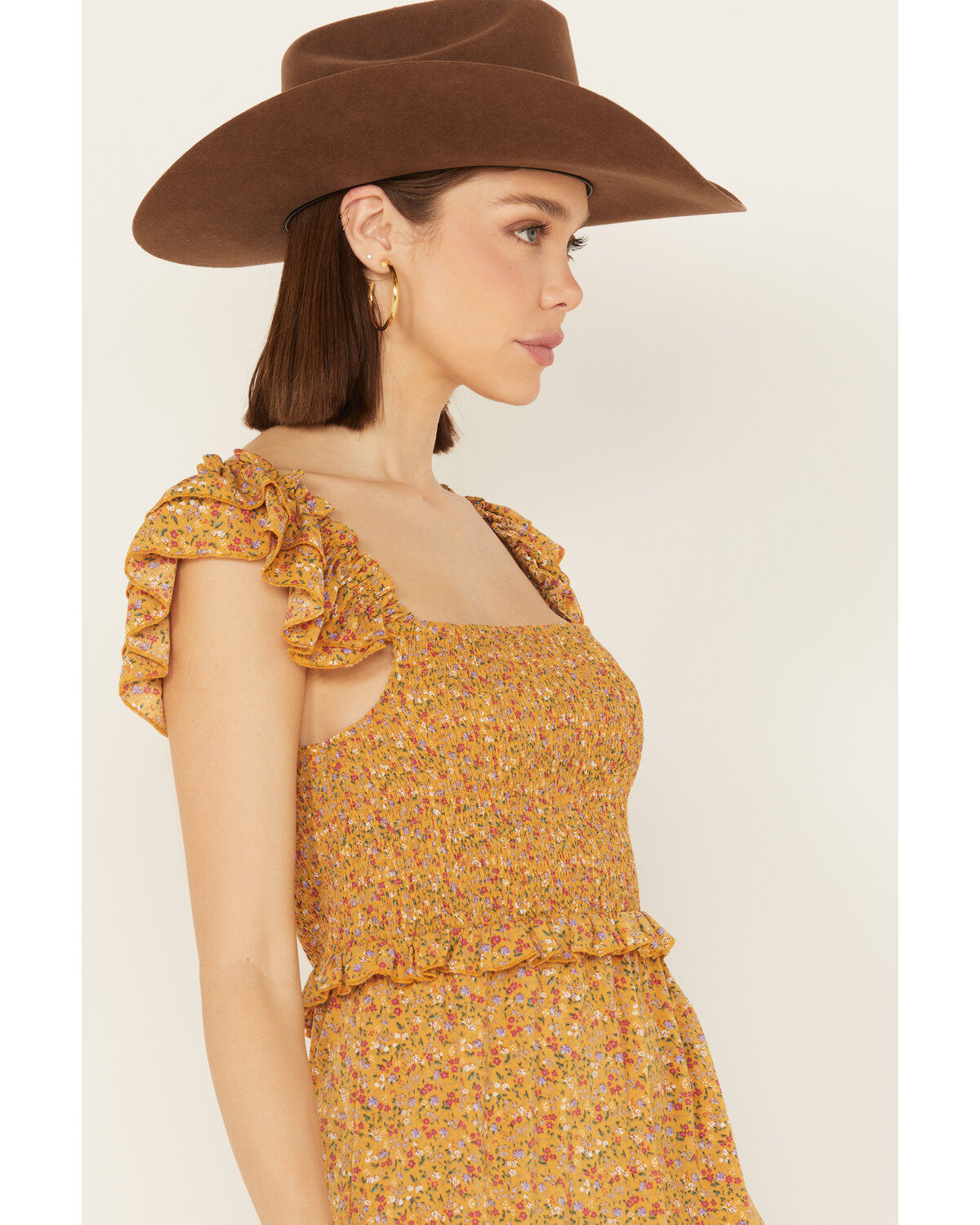 Image #2 - Yura Women's Boot Barn Exclusive Ditsy Floral Ruffle Sleeveless Midi Dress, , hi-res