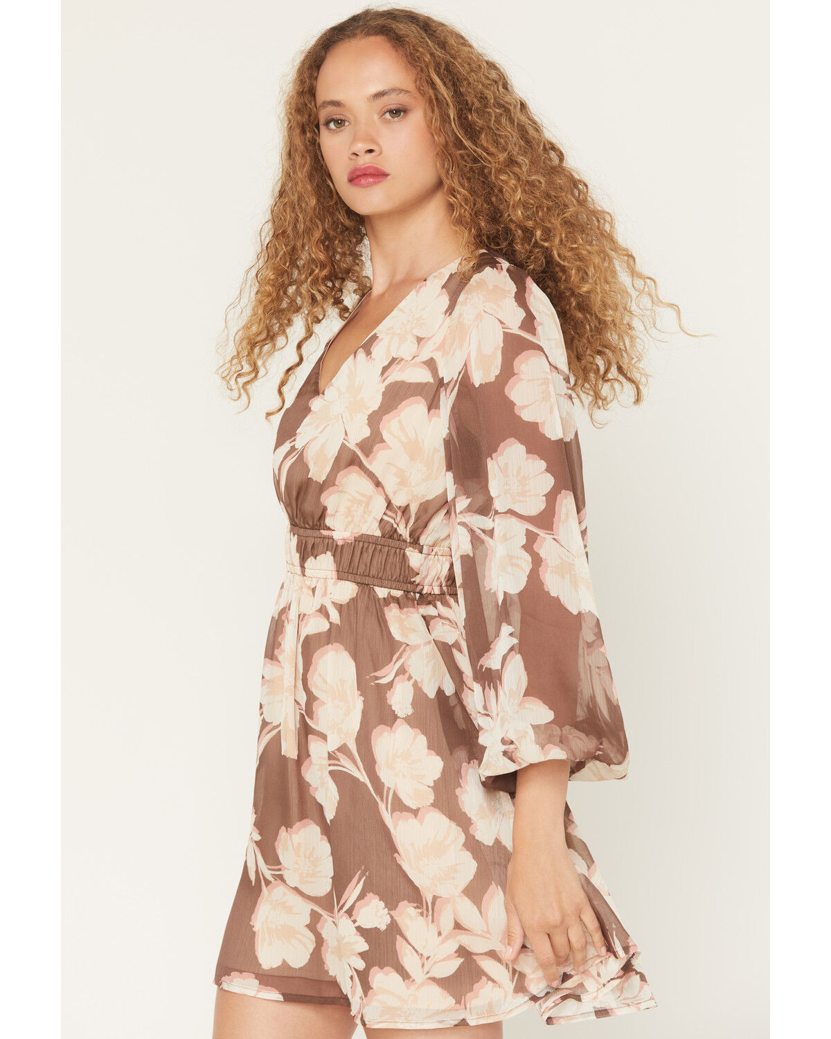 Shyanne Women's Floral Long Sleeve Crinkle Mini Dress