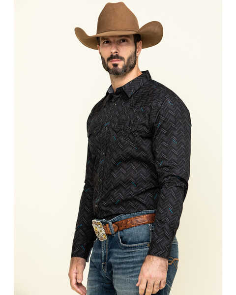 Image #3 - Cody James Men's Mesa Ridge Herringbone Print Long Sleeve Pearl Snap Western Shirt , , hi-res