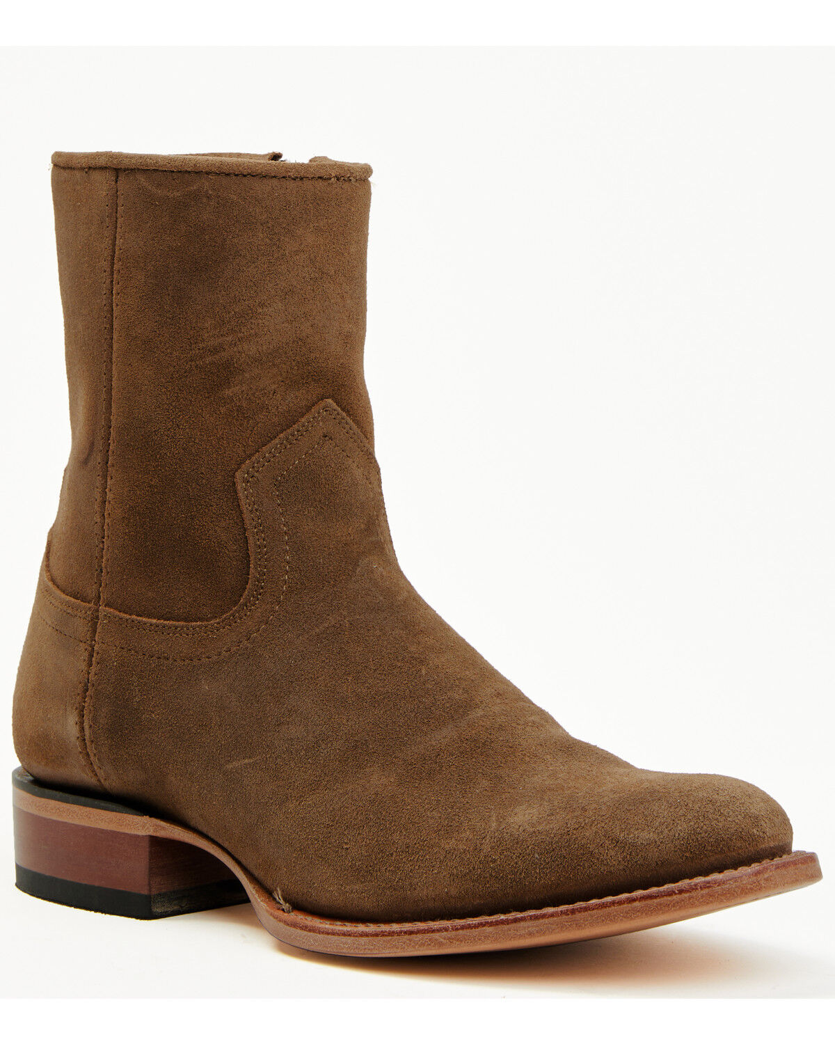 Moonshine Spirit Men's 8" Pancho Roughout Zipper Western Boots - Round Toe, Brown, hi-res