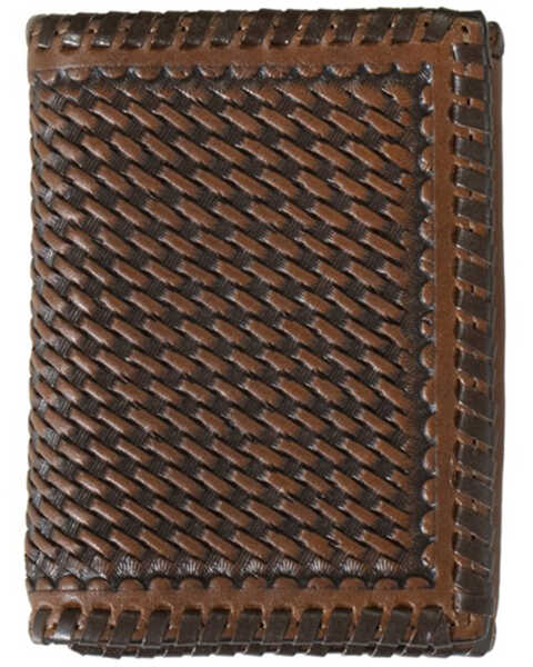 Ariat Men's Tri-Fold Basketweave Wallet , Brown, hi-res