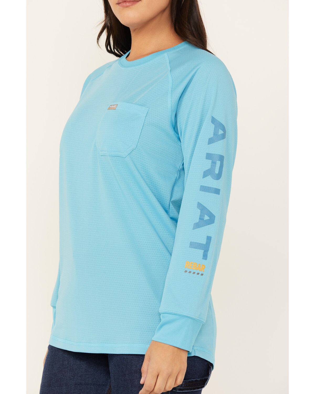 Image #3 - Ariat Women's Rebar Heat Fighter Long Sleeve Work Shirt, Blue, hi-res
