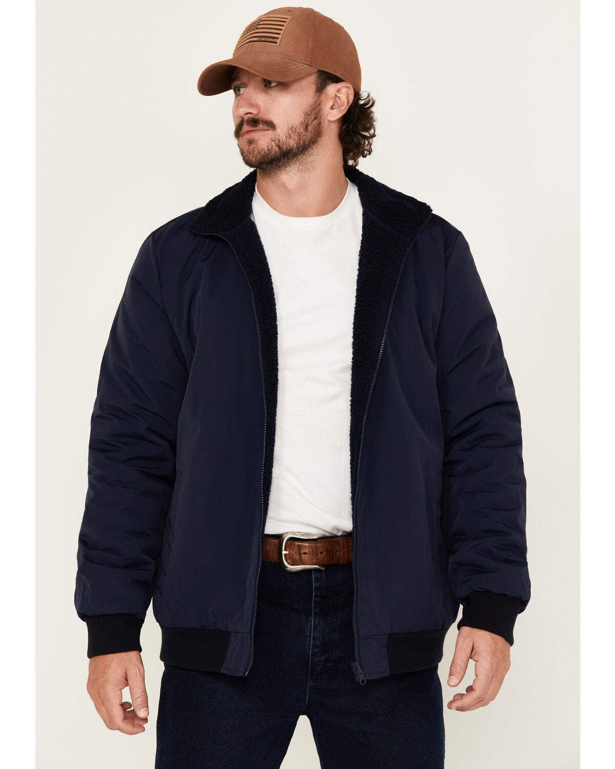 Brothers and Sons Men's Hart Reversible Sherpa Jacket, Navy, hi-res