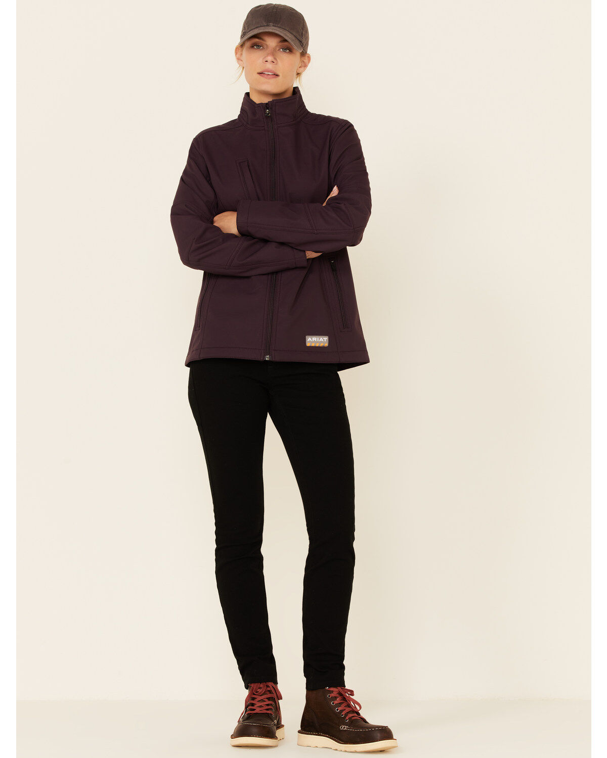 Image #2 - Ariat Women's Rebar Stitch Softshell Zip-Front Work Jacket, Purple, hi-res