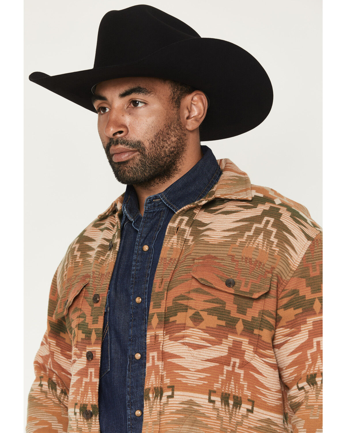 Image #2 - Pendleton Men's Driftwood Printed Button-Down Shirt Jacket, Olive, hi-res