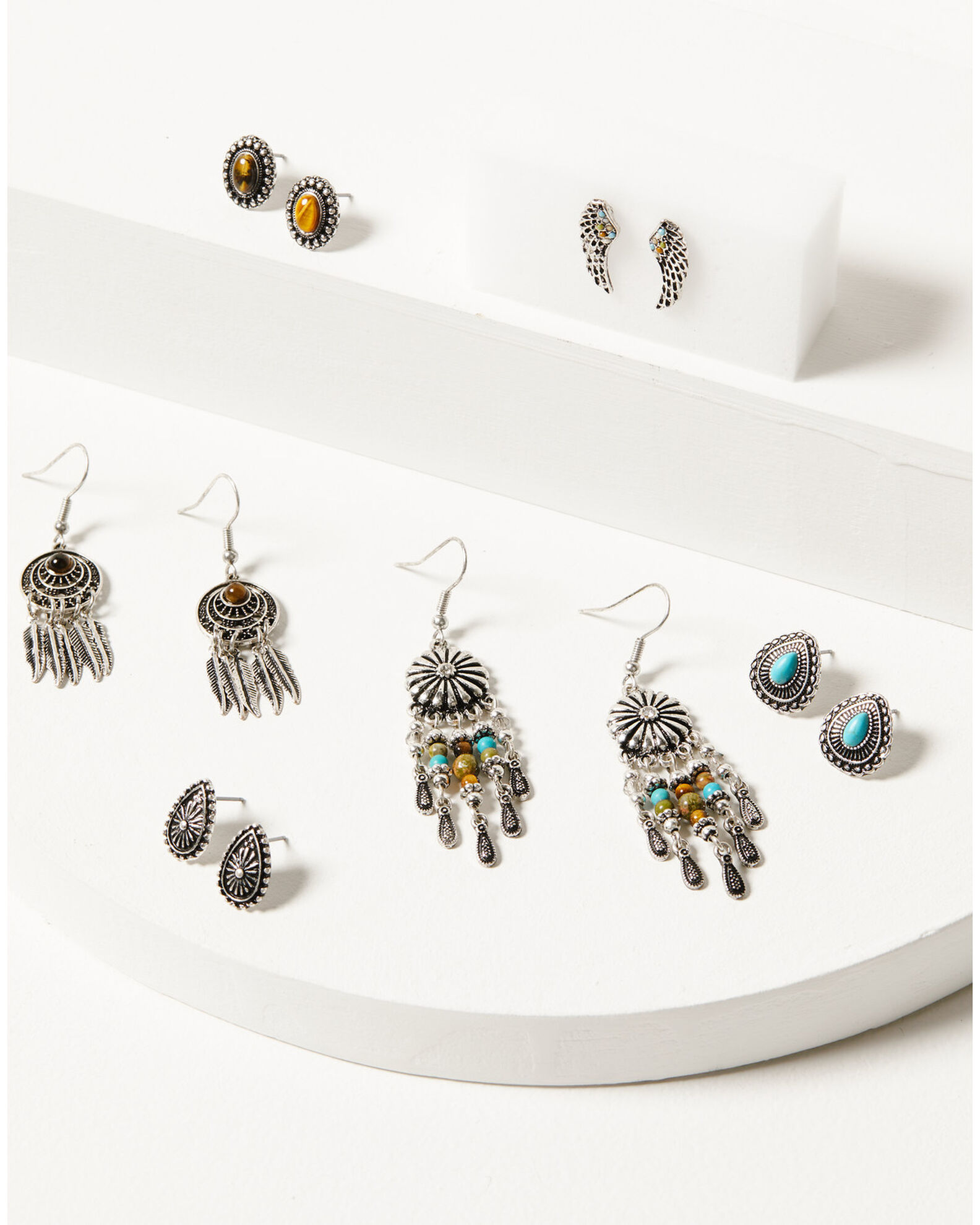 Shyanne Women's Bisbee Falls 6-Piece Silver Beaded Wings Earrings Set