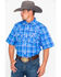 Image #1 - Wrangler 20X Men's Competition Advanced Comfort Plaid Print Short Sleeve Western Shirt , Blue, hi-res