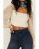 Lush Women's Long Sleeve Chiffon Floral Corset Top, Taupe, hi-res