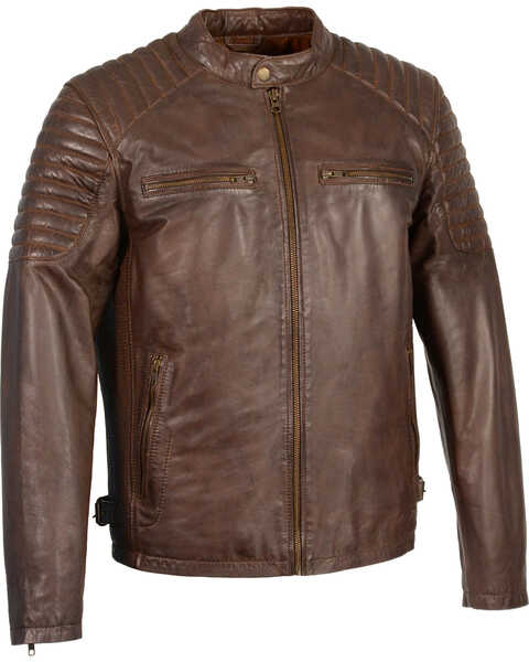 Image #1 - Milwaukee Leather Men's Quilted Shoulders Snap Collar Leather Jacket - 5X, , hi-res