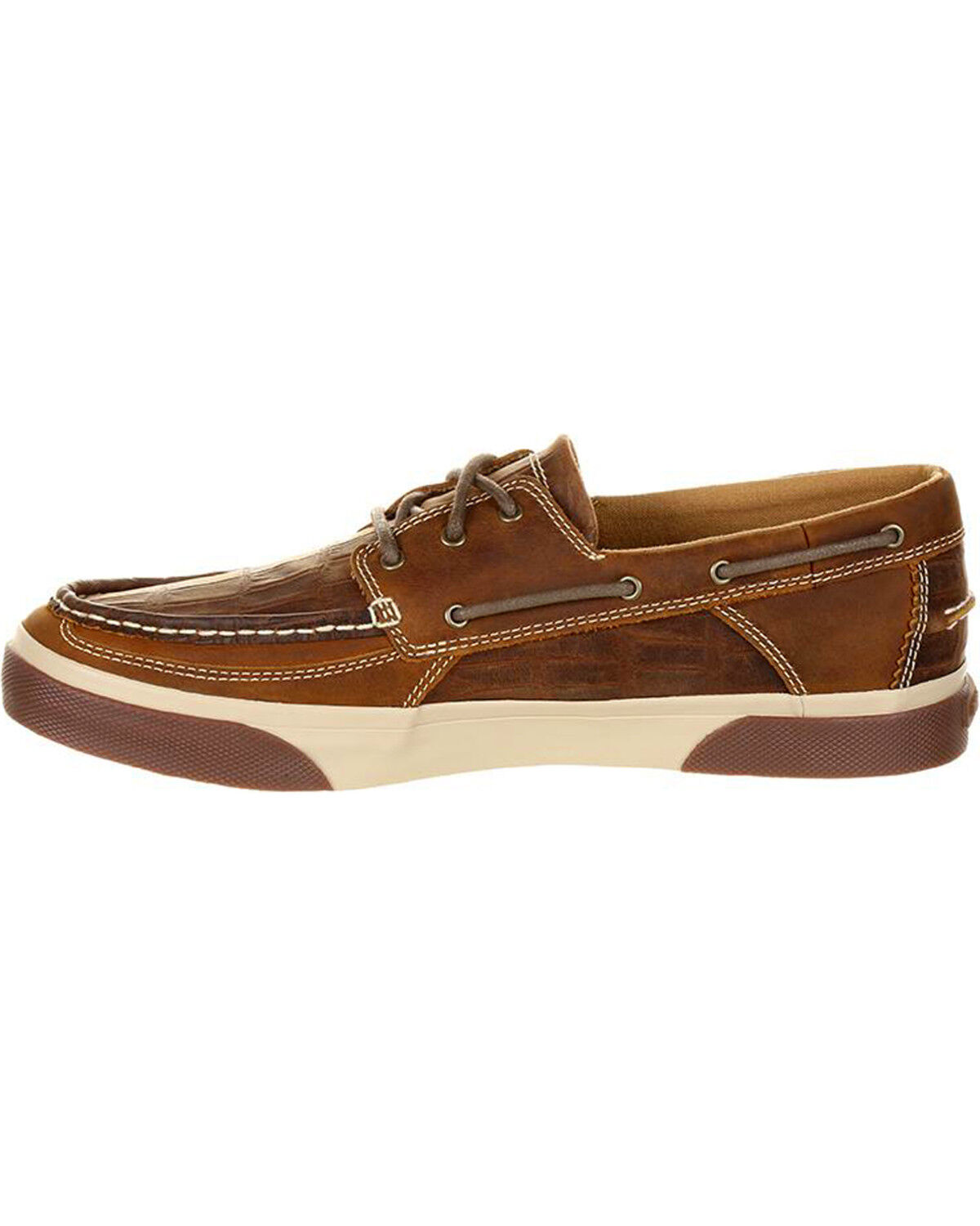 Image #3 - Durango Men's Brown Music City Gator Emboss Boat Shoes , , hi-res